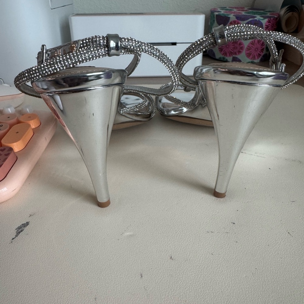 Steve Madden Silver Strappy Heels - Picture 5 of 6